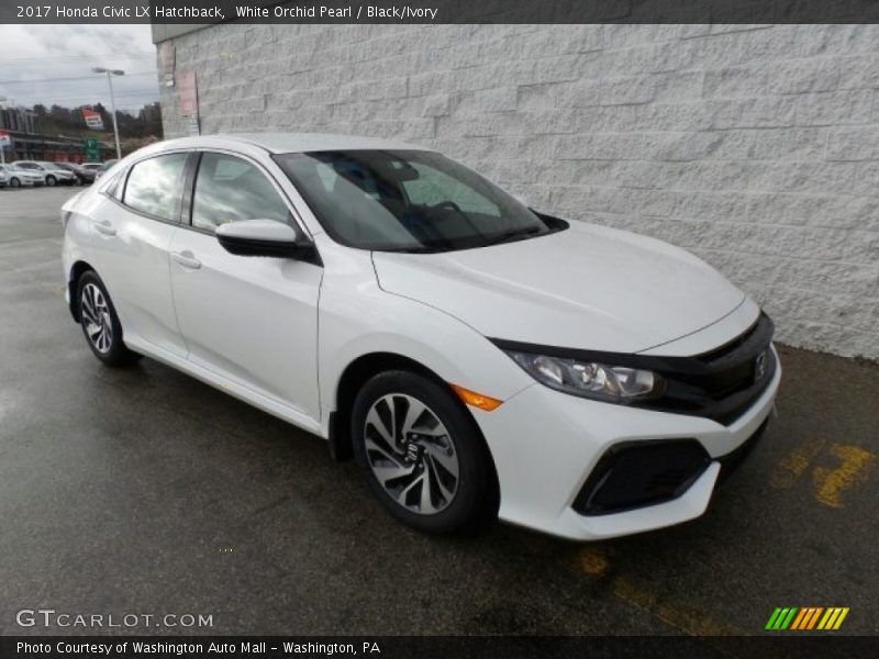 White Orchid Pearl / Black/Ivory 2017 Honda Civic LX Hatchback