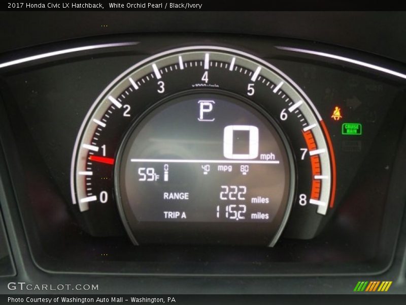White Orchid Pearl / Black/Ivory 2017 Honda Civic LX Hatchback