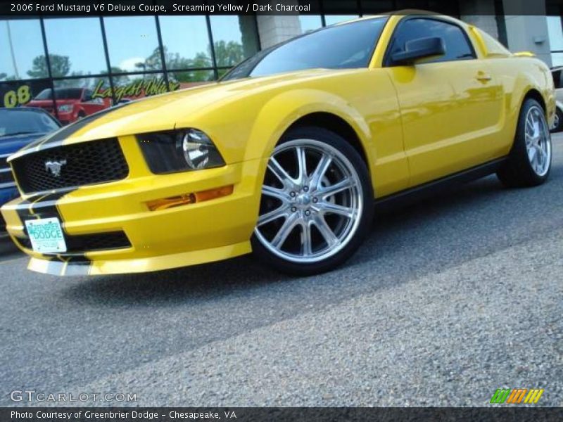 Screaming Yellow / Dark Charcoal 2006 Ford Mustang V6 Deluxe Coupe
