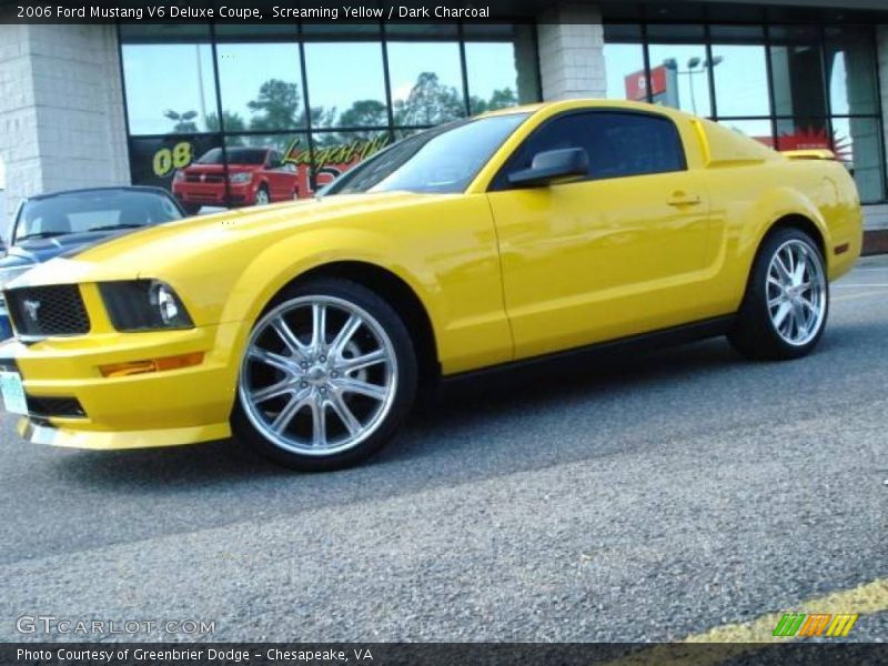 Screaming Yellow / Dark Charcoal 2006 Ford Mustang V6 Deluxe Coupe