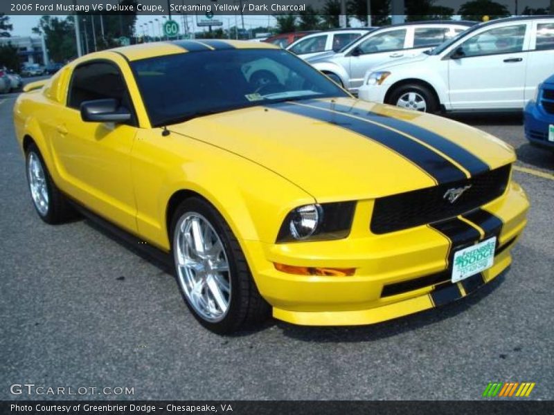 Screaming Yellow / Dark Charcoal 2006 Ford Mustang V6 Deluxe Coupe