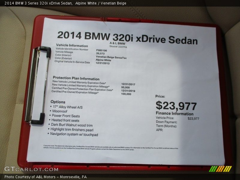 Alpine White / Venetian Beige 2014 BMW 3 Series 320i xDrive Sedan