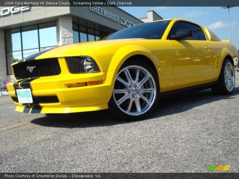 Screaming Yellow / Dark Charcoal 2006 Ford Mustang V6 Deluxe Coupe