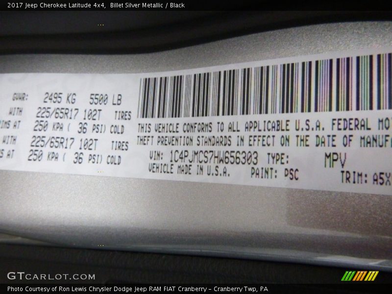 Billet Silver Metallic / Black 2017 Jeep Cherokee Latitude 4x4