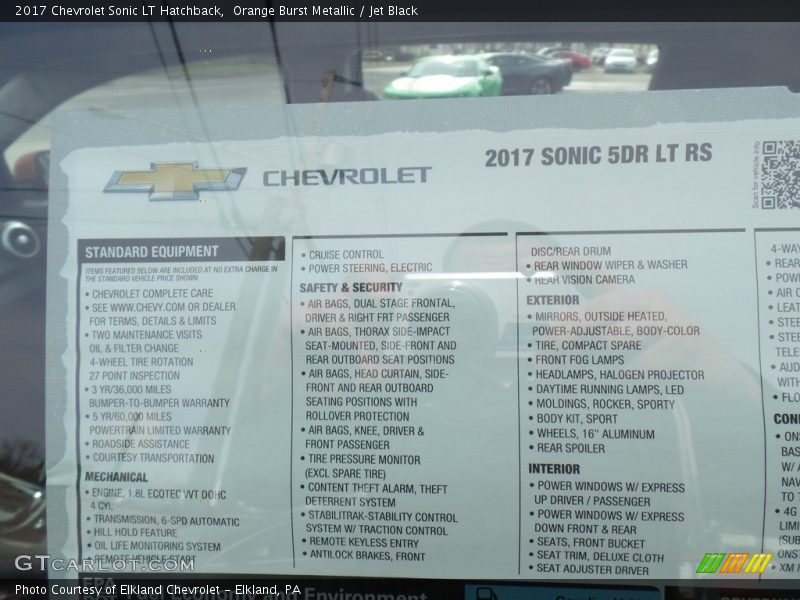 Orange Burst Metallic / Jet Black 2017 Chevrolet Sonic LT Hatchback