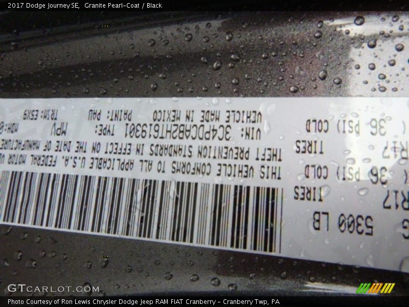 Granite Pearl-Coat / Black 2017 Dodge Journey SE