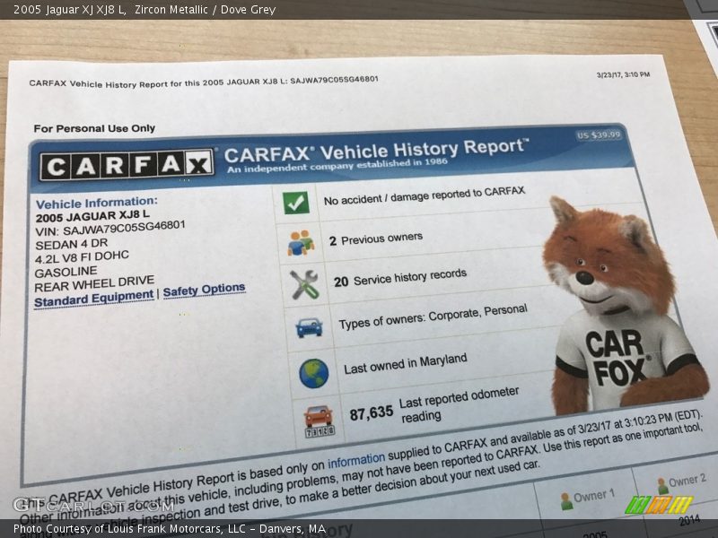 Zircon Metallic / Dove Grey 2005 Jaguar XJ XJ8 L