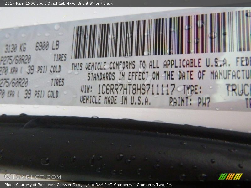 Bright White / Black 2017 Ram 1500 Sport Quad Cab 4x4