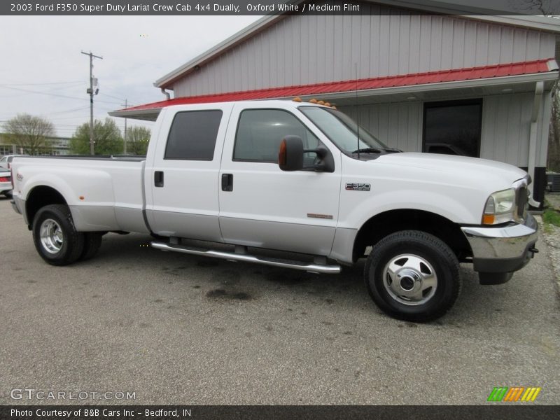 Oxford White / Medium Flint 2003 Ford F350 Super Duty Lariat Crew Cab 4x4 Dually