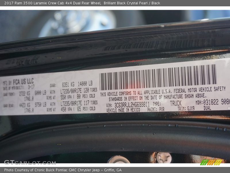 Brilliant Black Crystal Pearl / Black 2017 Ram 3500 Laramie Crew Cab 4x4 Dual Rear Wheel