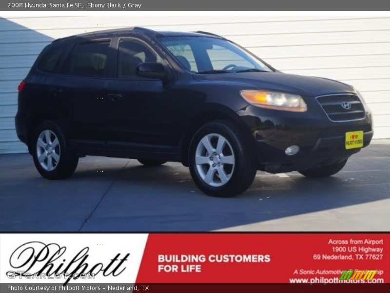 Ebony Black / Gray 2008 Hyundai Santa Fe SE