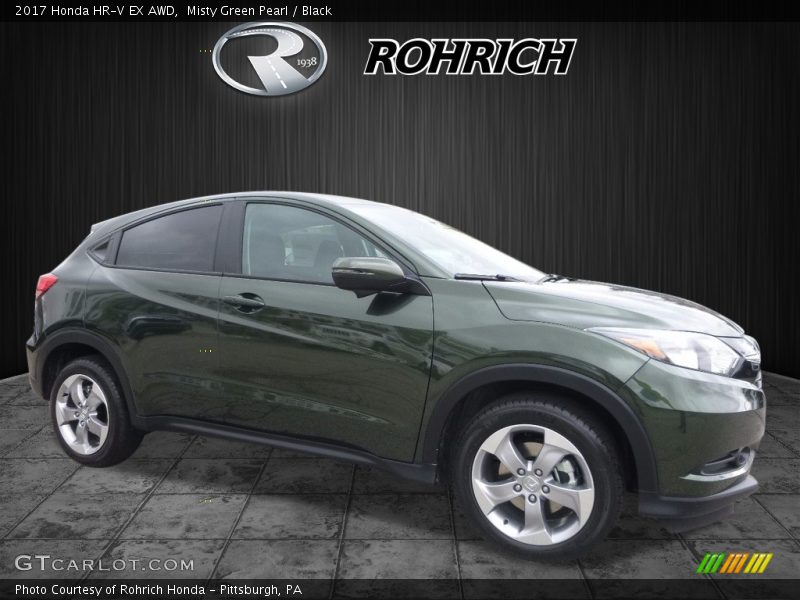 Misty Green Pearl / Black 2017 Honda HR-V EX AWD