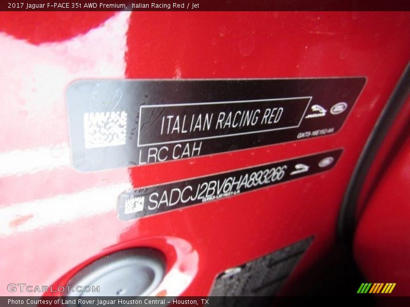 Italian Racing Red / Jet 2017 Jaguar F-PACE 35t AWD Premium