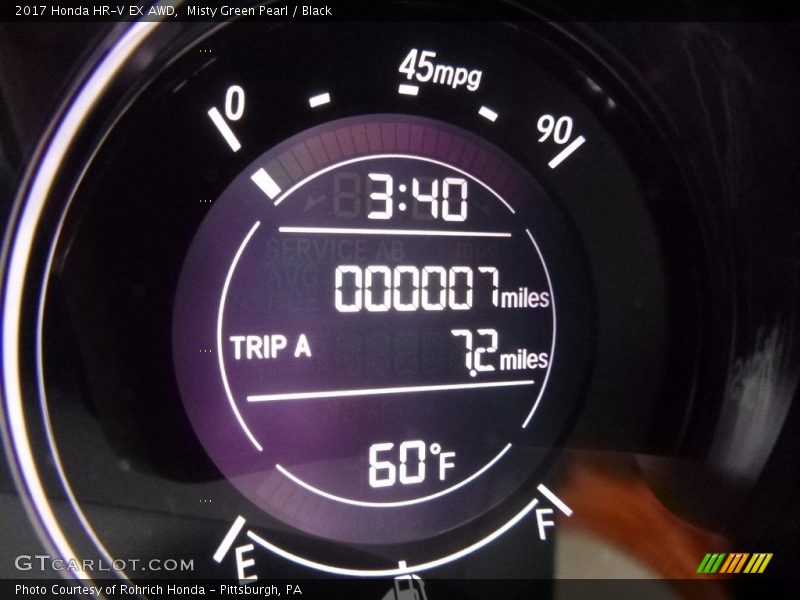 Misty Green Pearl / Black 2017 Honda HR-V EX AWD