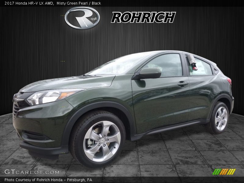 Misty Green Pearl / Black 2017 Honda HR-V LX AWD