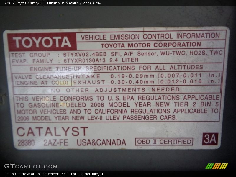 Lunar Mist Metallic / Stone Gray 2006 Toyota Camry LE