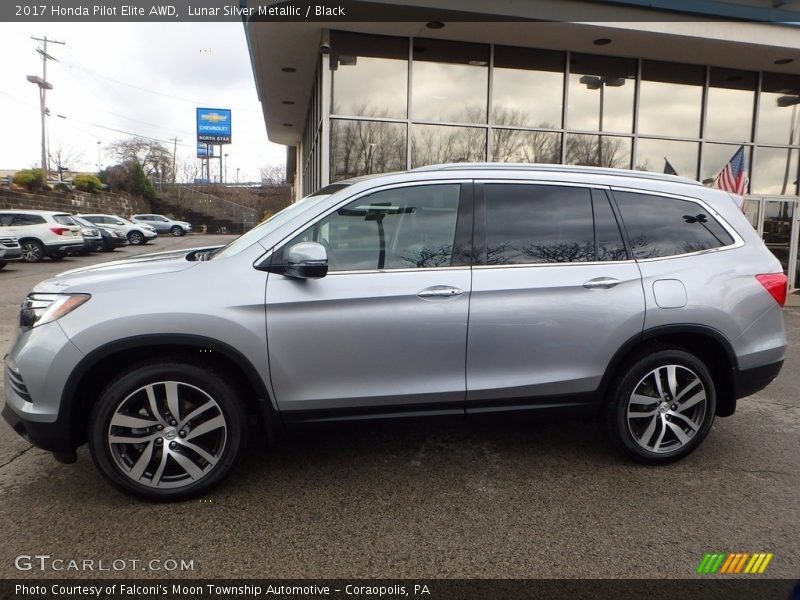 Lunar Silver Metallic / Black 2017 Honda Pilot Elite AWD