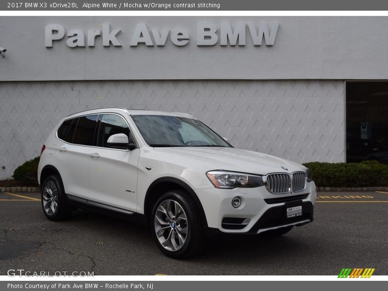 Alpine White / Mocha w/Orange contrast stitching 2017 BMW X3 xDrive28i