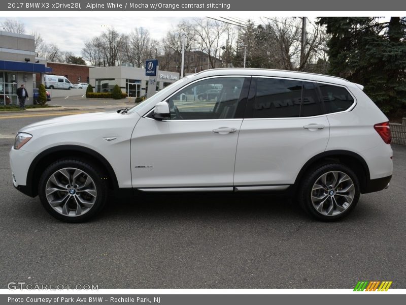 Alpine White / Mocha w/Orange contrast stitching 2017 BMW X3 xDrive28i