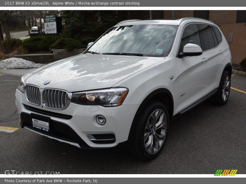 Alpine White / Mocha w/Orange contrast stitching 2017 BMW X3 xDrive28i
