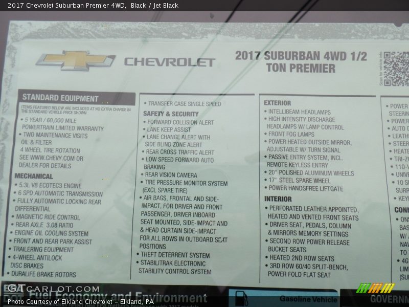 Black / Jet Black 2017 Chevrolet Suburban Premier 4WD