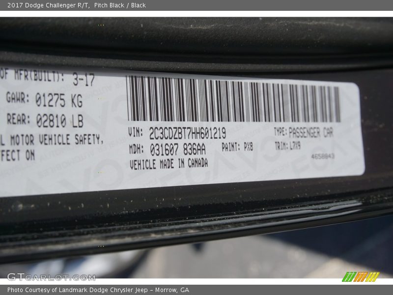 Pitch Black / Black 2017 Dodge Challenger R/T