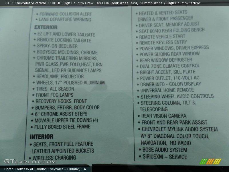 Summit White / High Country Saddle 2017 Chevrolet Silverado 3500HD High Country Crew Cab Dual Rear Wheel 4x4