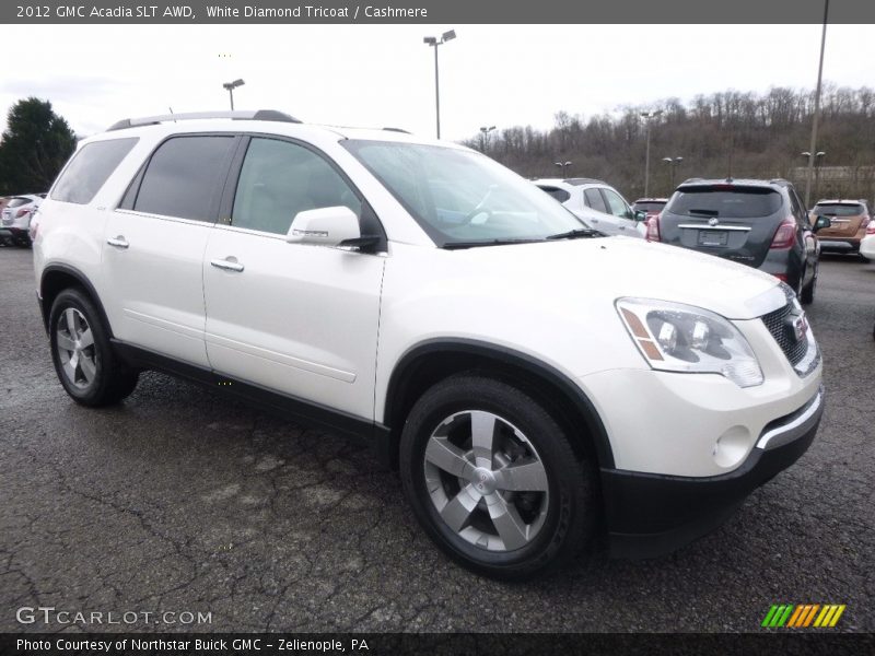 White Diamond Tricoat / Cashmere 2012 GMC Acadia SLT AWD
