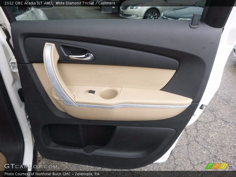 White Diamond Tricoat / Cashmere 2012 GMC Acadia SLT AWD