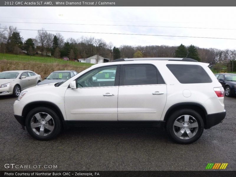 White Diamond Tricoat / Cashmere 2012 GMC Acadia SLT AWD