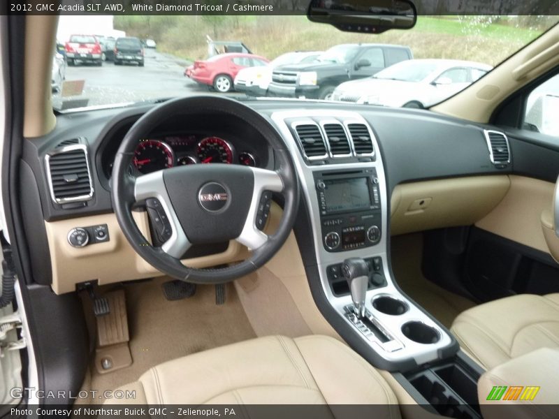 White Diamond Tricoat / Cashmere 2012 GMC Acadia SLT AWD