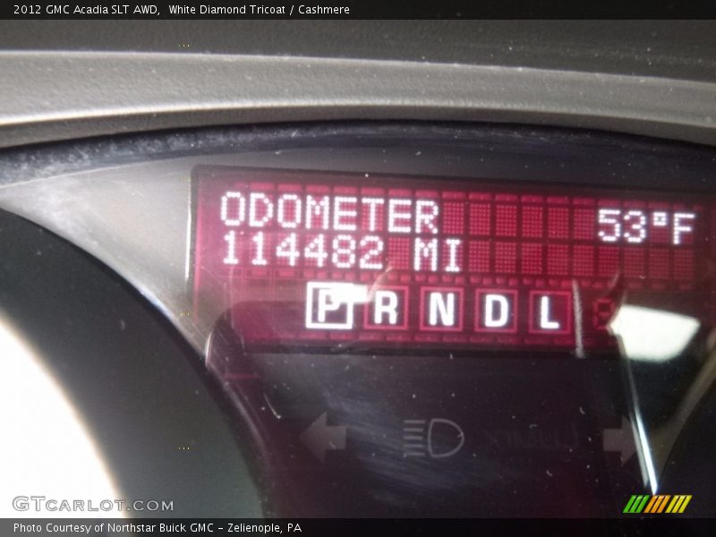 White Diamond Tricoat / Cashmere 2012 GMC Acadia SLT AWD