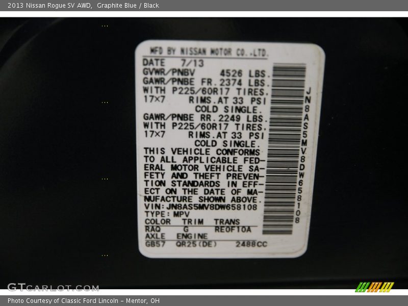 Graphite Blue / Black 2013 Nissan Rogue SV AWD