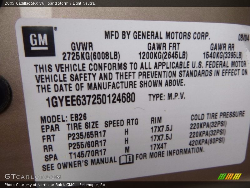 Sand Storm / Light Neutral 2005 Cadillac SRX V6