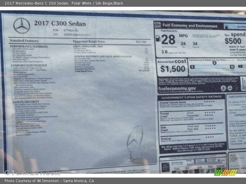 Polar White / Silk Beige/Black 2017 Mercedes-Benz C 300 Sedan