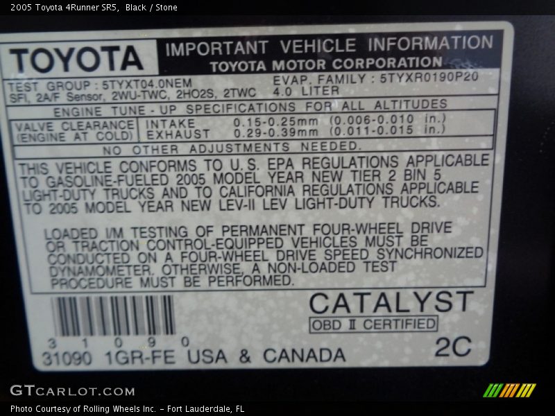 Black / Stone 2005 Toyota 4Runner SR5