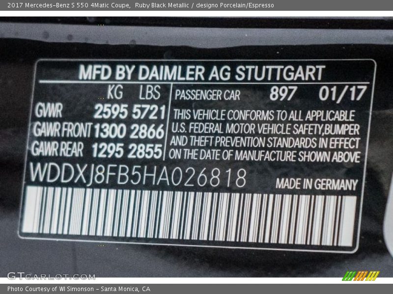 897 - 2017 Mercedes-Benz S 550 4Matic Coupe