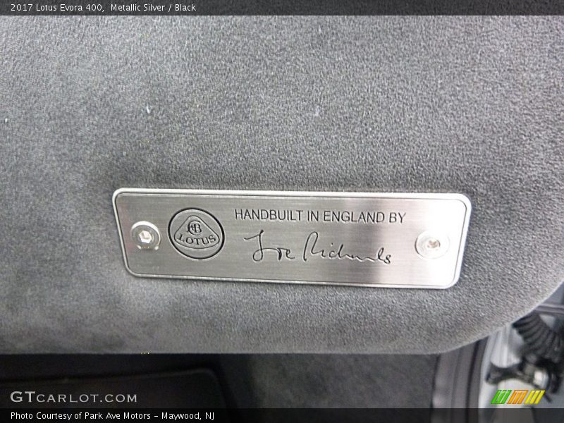 Info Tag of 2017 Evora 400