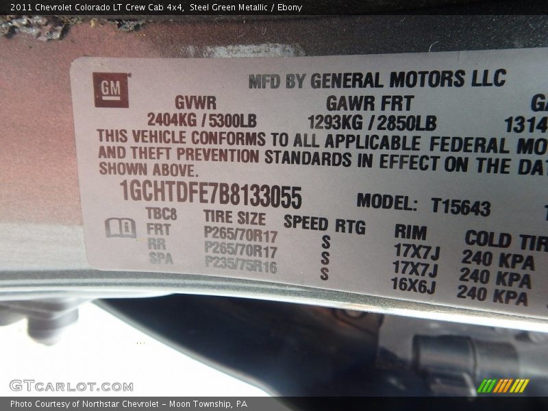 Steel Green Metallic / Ebony 2011 Chevrolet Colorado LT Crew Cab 4x4