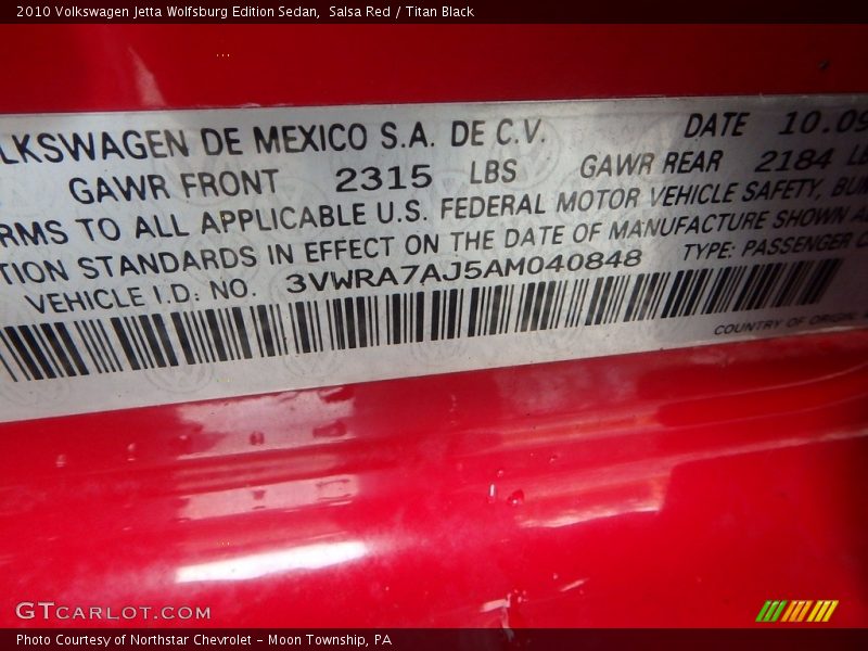 Salsa Red / Titan Black 2010 Volkswagen Jetta Wolfsburg Edition Sedan