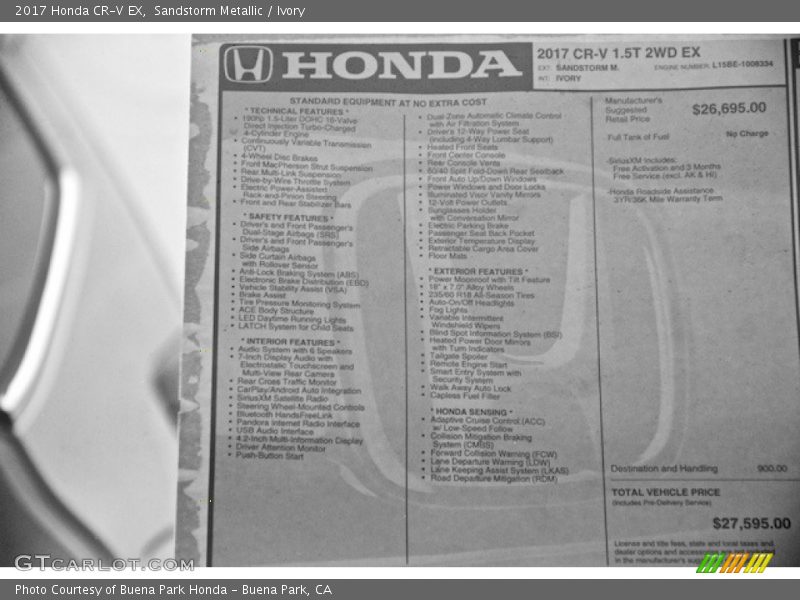 Sandstorm Metallic / Ivory 2017 Honda CR-V EX