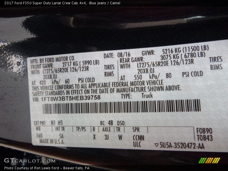 Blue Jeans / Camel 2017 Ford F350 Super Duty Lariat Crew Cab 4x4