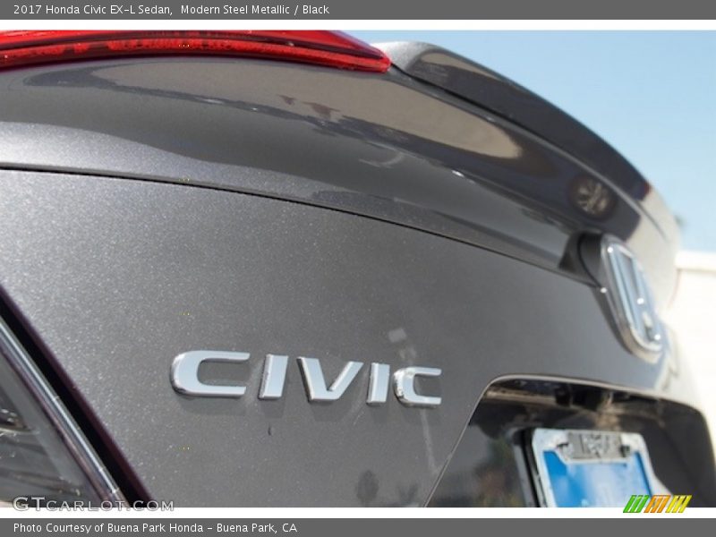 Modern Steel Metallic / Black 2017 Honda Civic EX-L Sedan