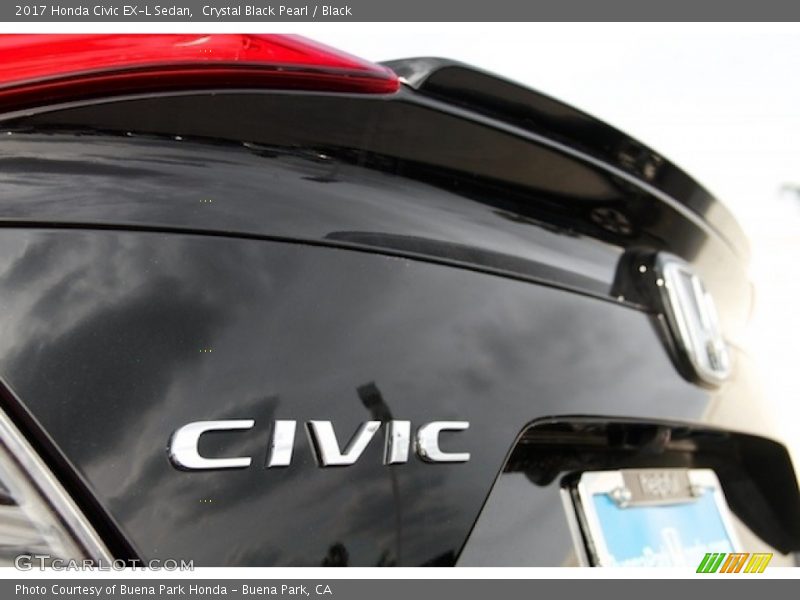 Crystal Black Pearl / Black 2017 Honda Civic EX-L Sedan
