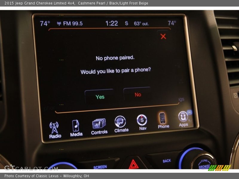 Cashmere Pearl / Black/Light Frost Beige 2015 Jeep Grand Cherokee Limited 4x4