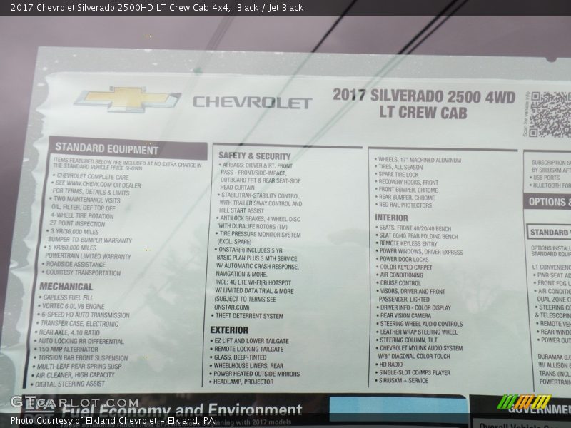 Black / Jet Black 2017 Chevrolet Silverado 2500HD LT Crew Cab 4x4