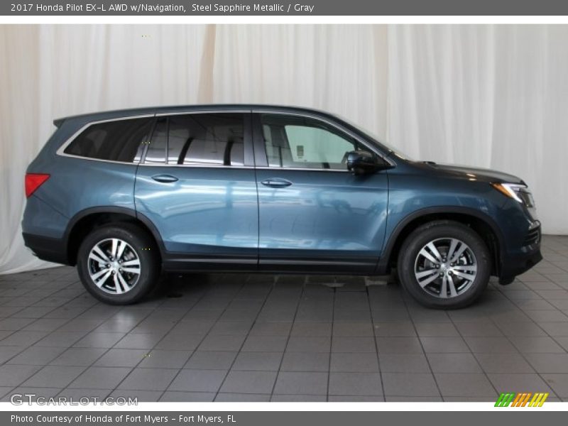 Steel Sapphire Metallic / Gray 2017 Honda Pilot EX-L AWD w/Navigation