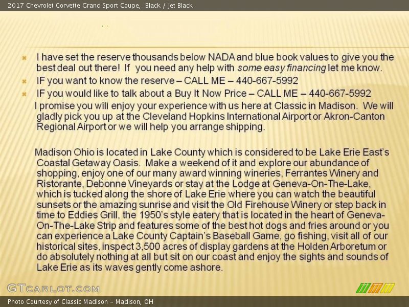 Black / Jet Black 2017 Chevrolet Corvette Grand Sport Coupe