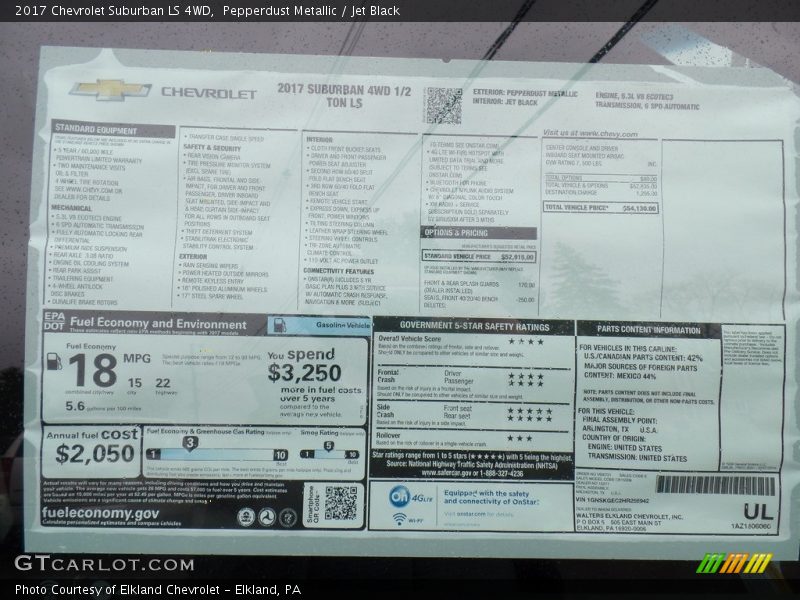 Pepperdust Metallic / Jet Black 2017 Chevrolet Suburban LS 4WD