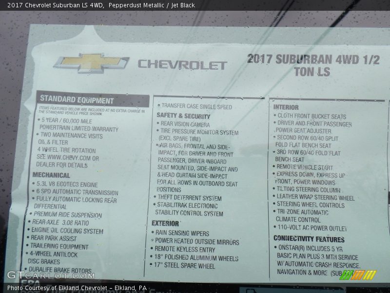 Pepperdust Metallic / Jet Black 2017 Chevrolet Suburban LS 4WD